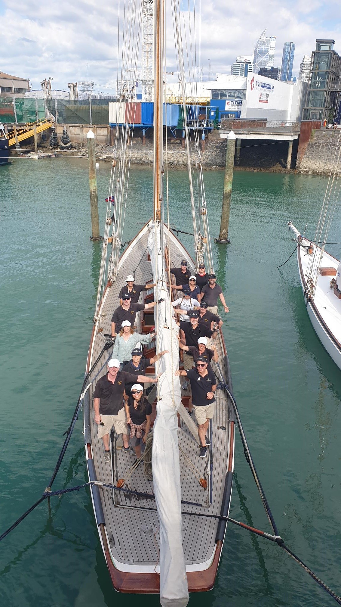 Sion Barnsley and crew on classic yacht for the AAR